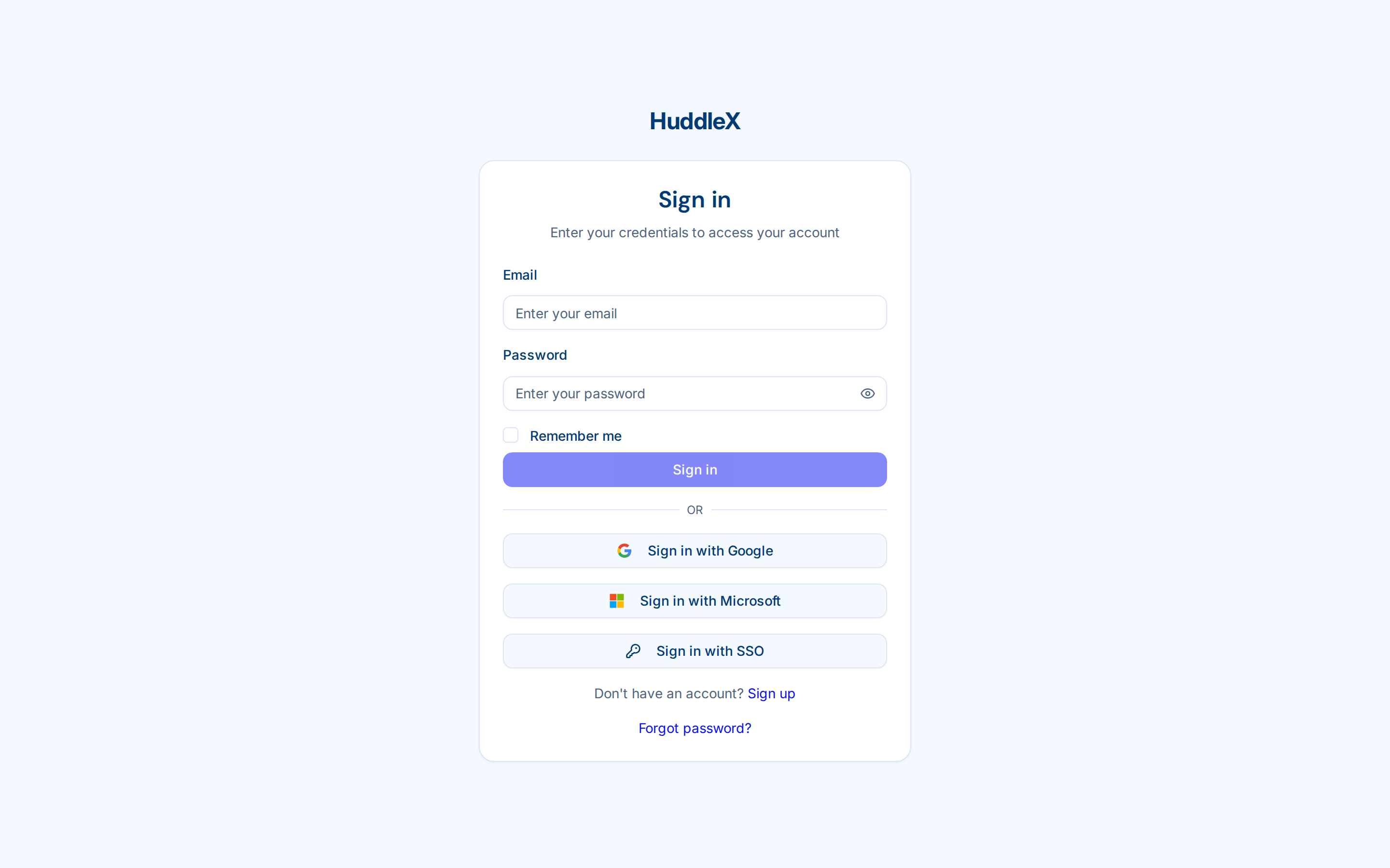 Authentication and security features — Login page