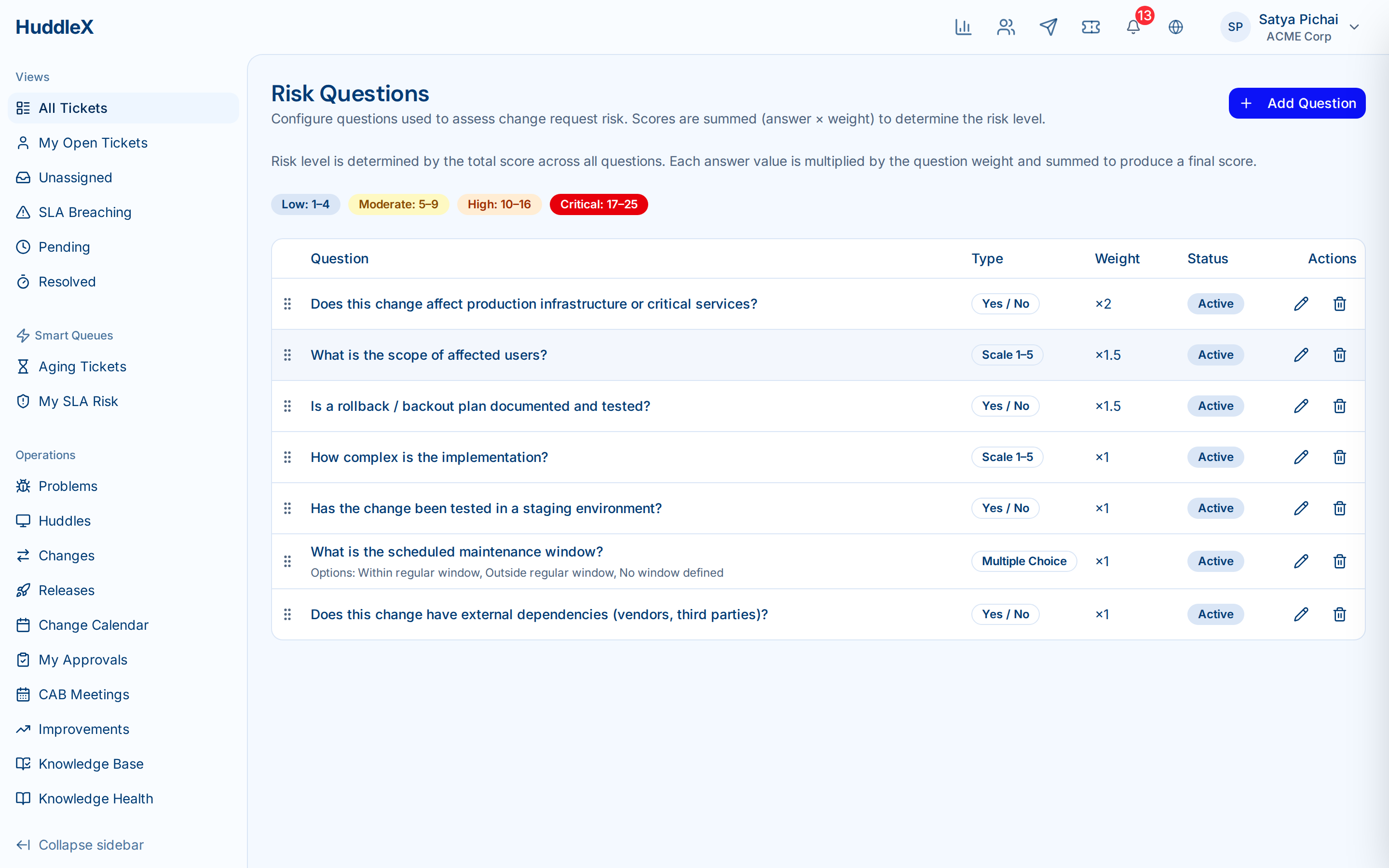 Change management with approval workflow and CAB meeting — Risk assessment