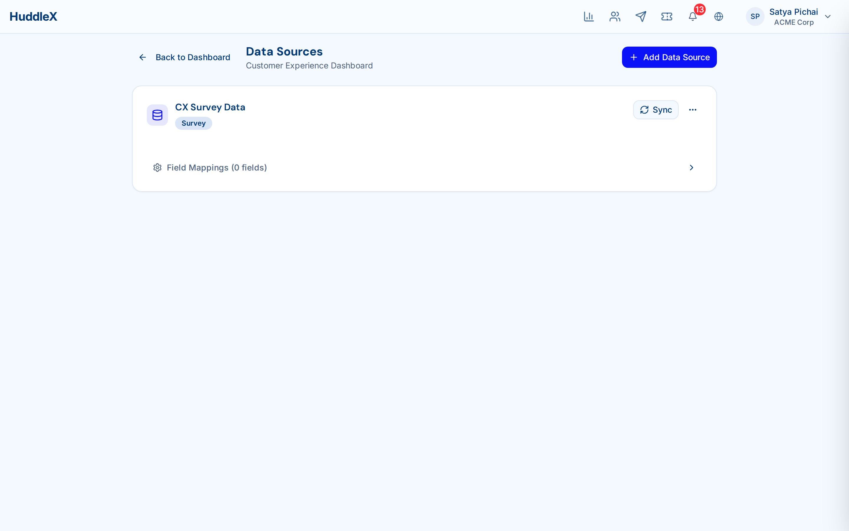 Dashboard builder with widgets and charts — Data sources