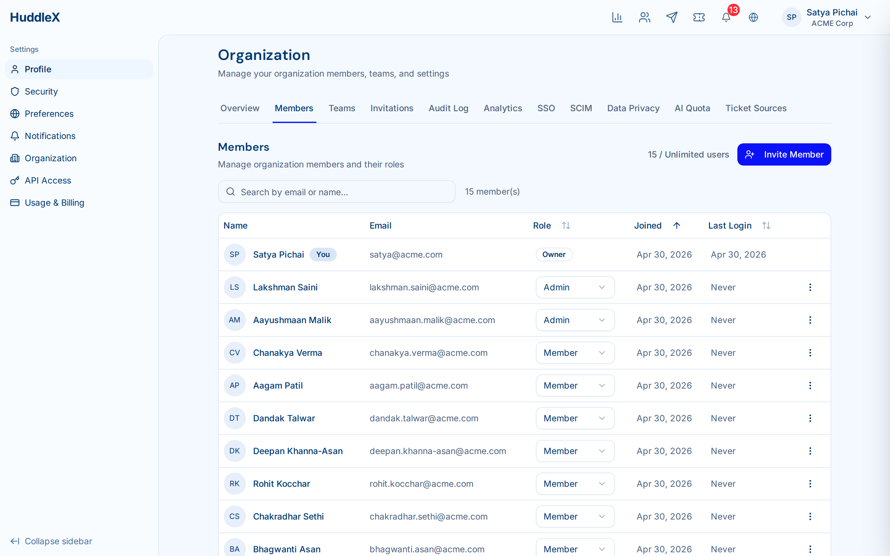 Organization management and team structure — Member management