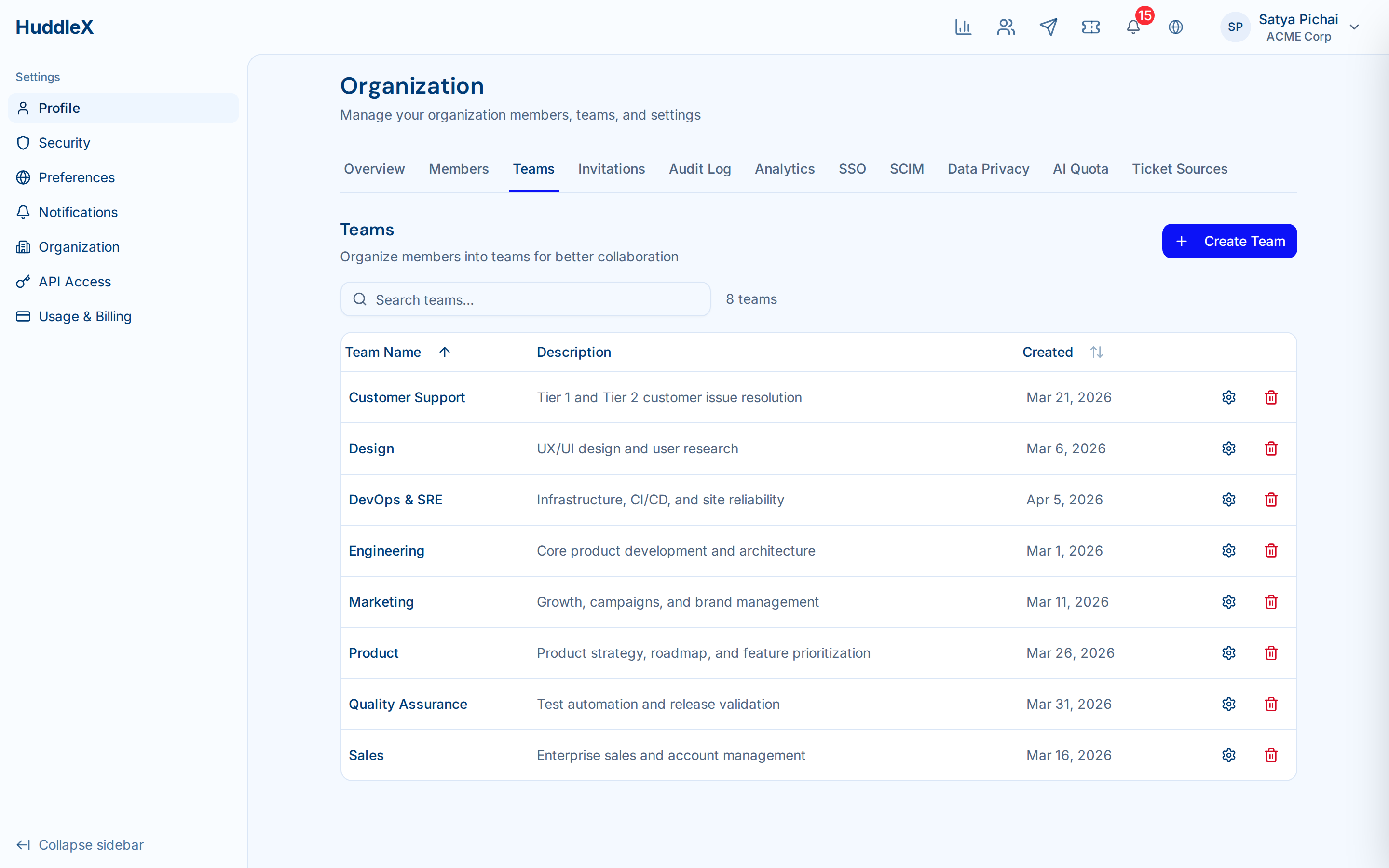 Organization management and team structure — Team management