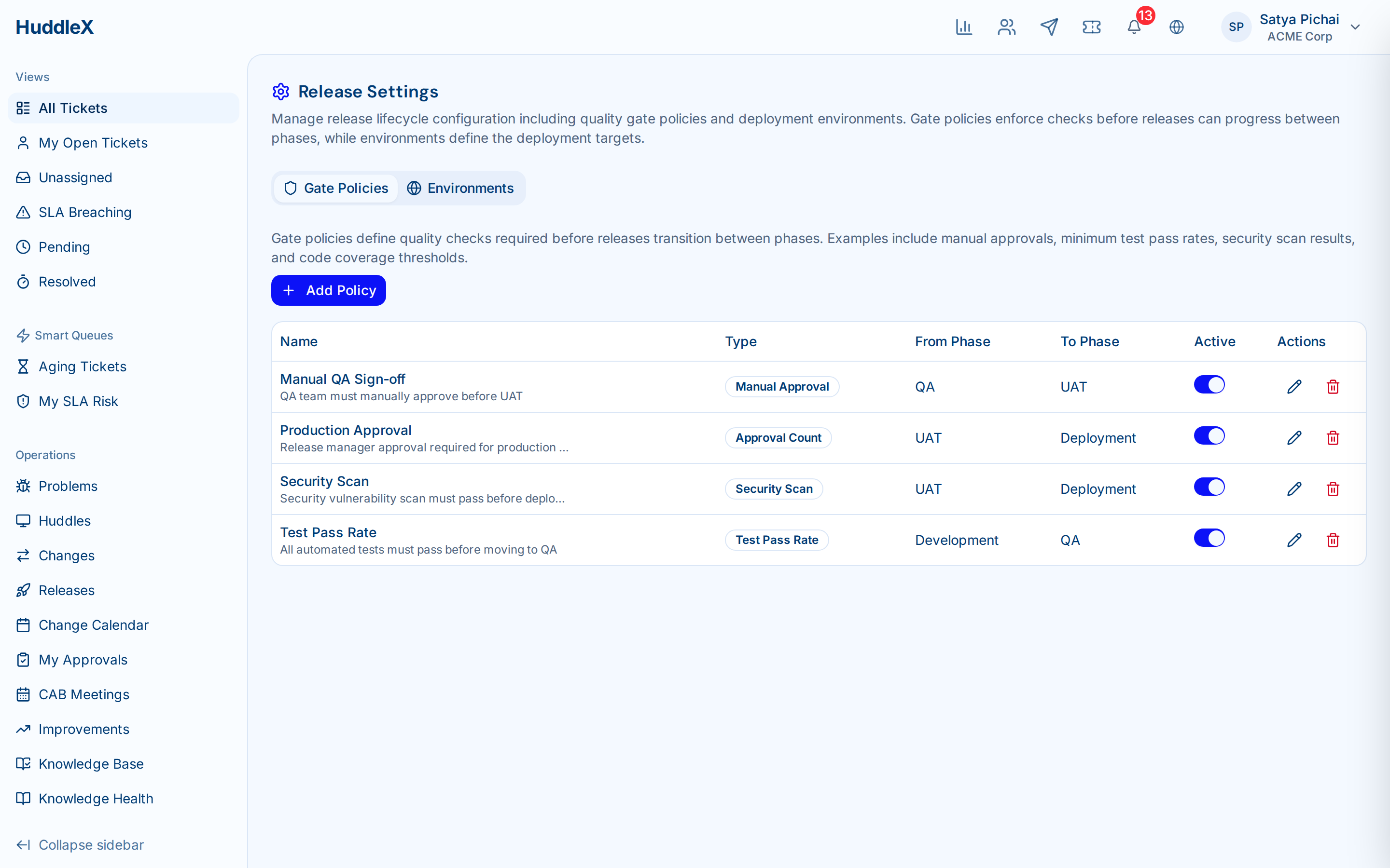 Release management with phases and deployment tracking — Release settings
