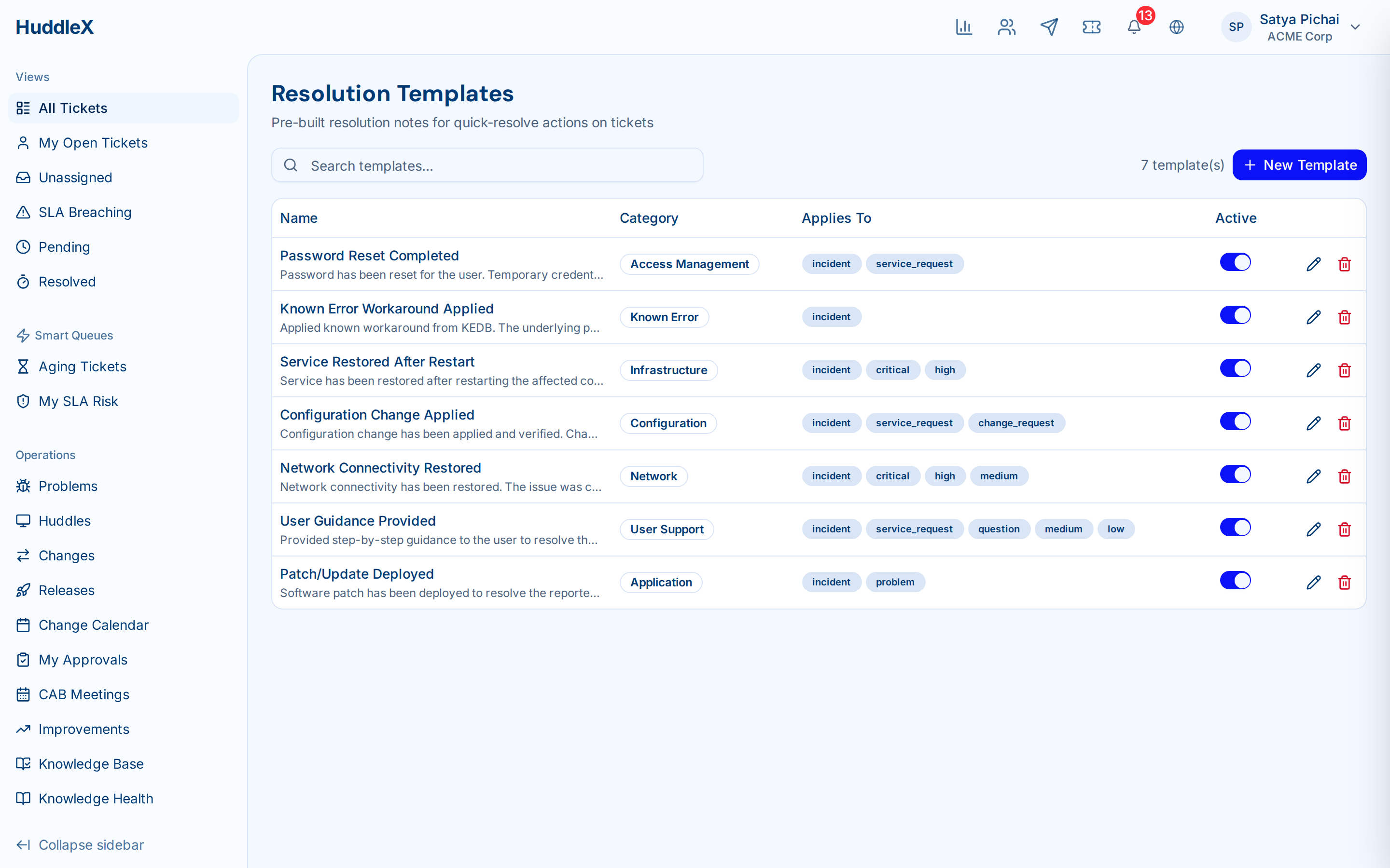 Automation rules and escalation chain builder — Resolution templates